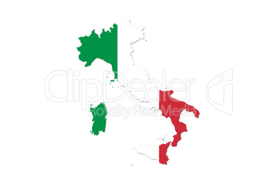 Map of Italy With Italian Flag Isolated On White Background  ill