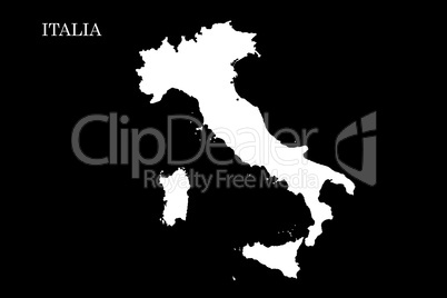 Map of Italy Isolated On Black Background  illustration