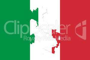 Map of Italy With Italian Flag. Official colors and proportion i