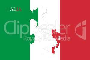 Map of Italy With Italian Flag. Official colors and proportion i