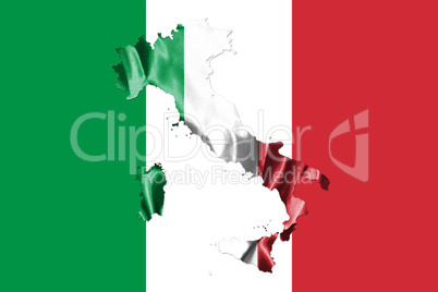 Map of Italy With Italian Flag. Official colors and proportion i