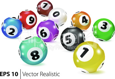 Vector Colorful Bingo balls lie in random order.