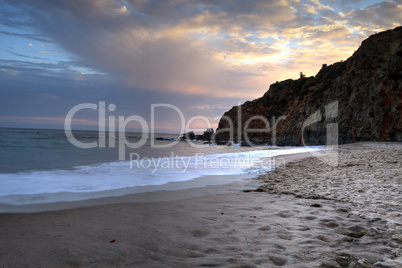 Sunset over the beach at Crescent Bay in Laguna Beach