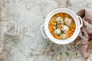 Buckwheat soup with meatballs