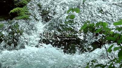 Stormy River Stream. Slow Motion