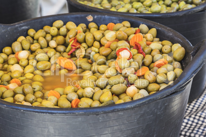 Green olive on the market