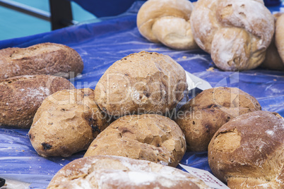 Homemade bread on the market