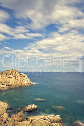 Coastal with rocks ,long exposure picture from Coasta Brava, Spa