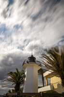 Lighting tower in Costa Brava, village Palamos (Spain) with long
