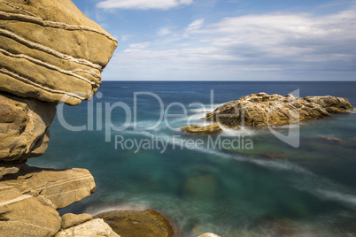Coastal with rocks ,long exposure picture from Coasta Brava, Spa