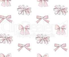 Bow tiled pattern. Bride team bo icons. Holiday gift wallpaper.