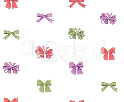 Bow seamless pattern. Girlish fashion white background. Holiday