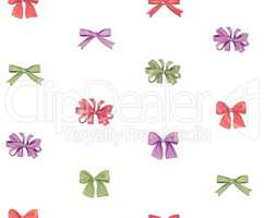 Bow seamless pattern. Girlish fashion white background. Holiday