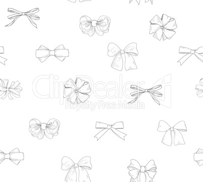 Bow tiled pattern. Bride team bow icon set. Holiday gift wallpap
