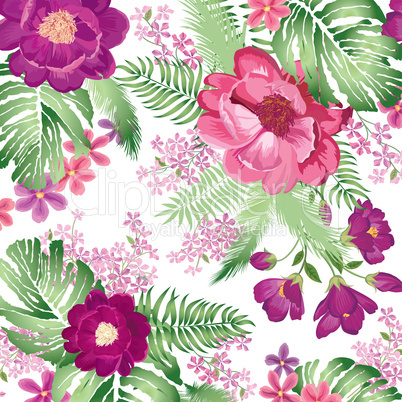 Floral pattern. Flower bouquet spring garden background.