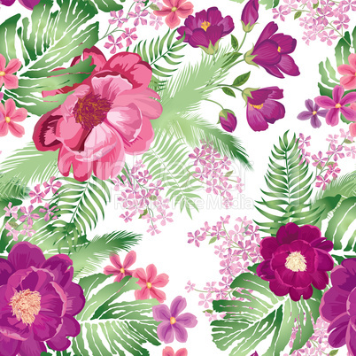Floral seamless pattern. Spring Flower rose bouquet background.