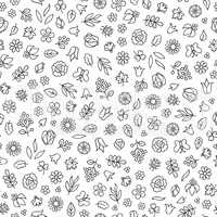 Flower icon seamless pattern. Floral leaves, flowers. White orna