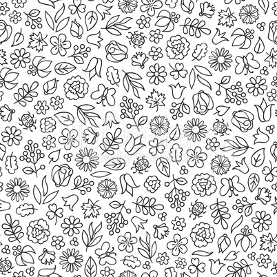 Floral leaf seamless pattern.  Flower icon background. Summer na