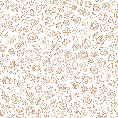 Floral leaf seamless pattern.  Flower icon background. Summer na