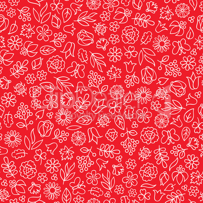 Summer floral bloom doodle tied pattern. Flower icon nature back