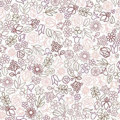 Flower icon seamless pattern. Floral leaves and flowers white te