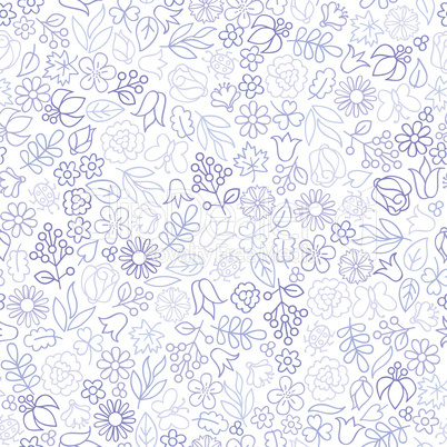 Flower seamless pattern. Floral icon background. White spring te