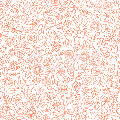 Floral white seamless pattern.  Flower icon background. Summer n