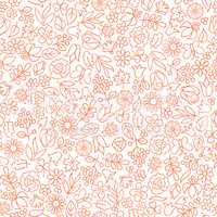 Floral white seamless pattern.  Flower icon background. Summer n