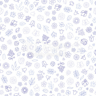 Floral icon seamless pattern.  Flower bloom background. Spring n