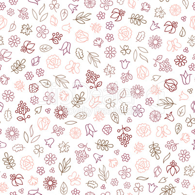 Flower icon seamless pattern. Floral leaves and flowers white te