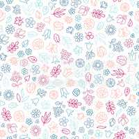 Flower icon seamless pattern. Floral leaves and flowers white te