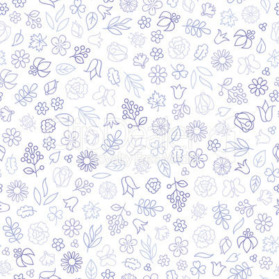 Flower icon seamless pattern. Floral leaves and flowers white te