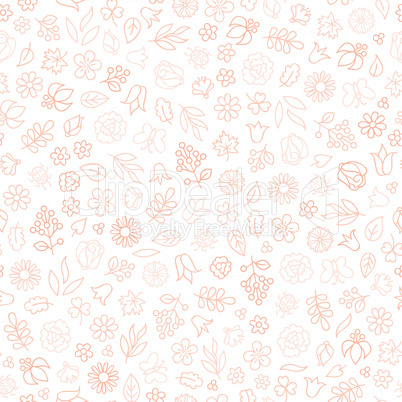 Flower icon seamless pattern. Floral leaves and flowers white te