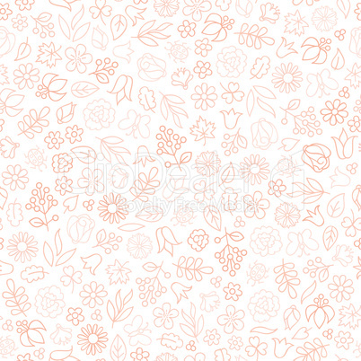 Flower icon seamless pattern. Floral leaves gentle background. N