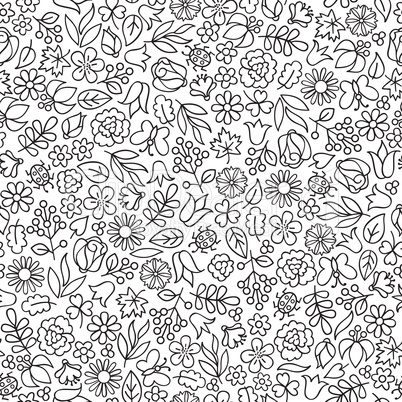 Flower icon seamless pattern. Floral leaves, flowers white textu