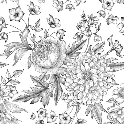 Floral seamless pattern. Flower bouquet background