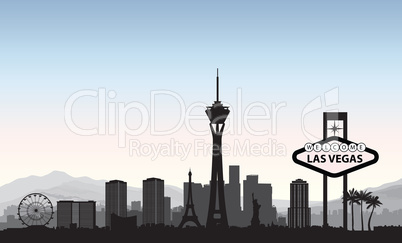 Las Vegas skyline. Travel american city landmark background. Urb