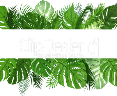 Floral pattern. Tropical Palm tree leaves background.