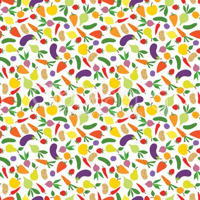 Vegetable icon seamless pattern. Healthy food ingredient backgro