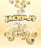 Illustration Golden Bingo balls fall randomly.