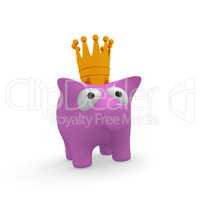 Pink piggy bank with a crown