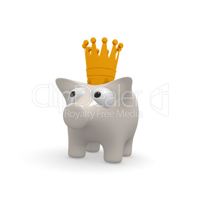White piggy bank with a crown