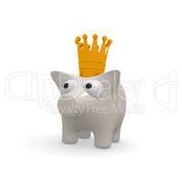 White piggy bank with a crown