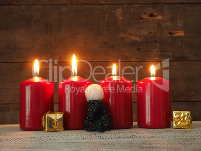 Four red Advent candles