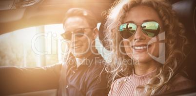 Portrait of couple doing test drive