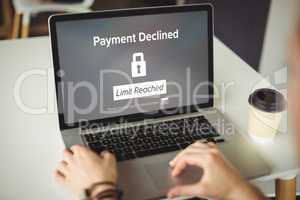 Composite image of payment declined text on black display