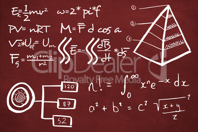 Composite image of mathematical equations with triangle shape