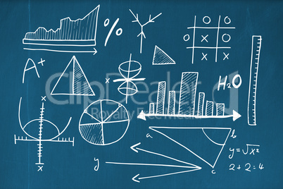 Composite image of mathematical equations with bar graph