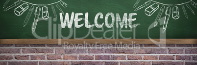 Composite image of welcome text against white background