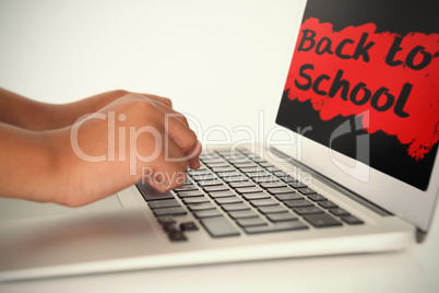 Composite image of back to school text on pink splash